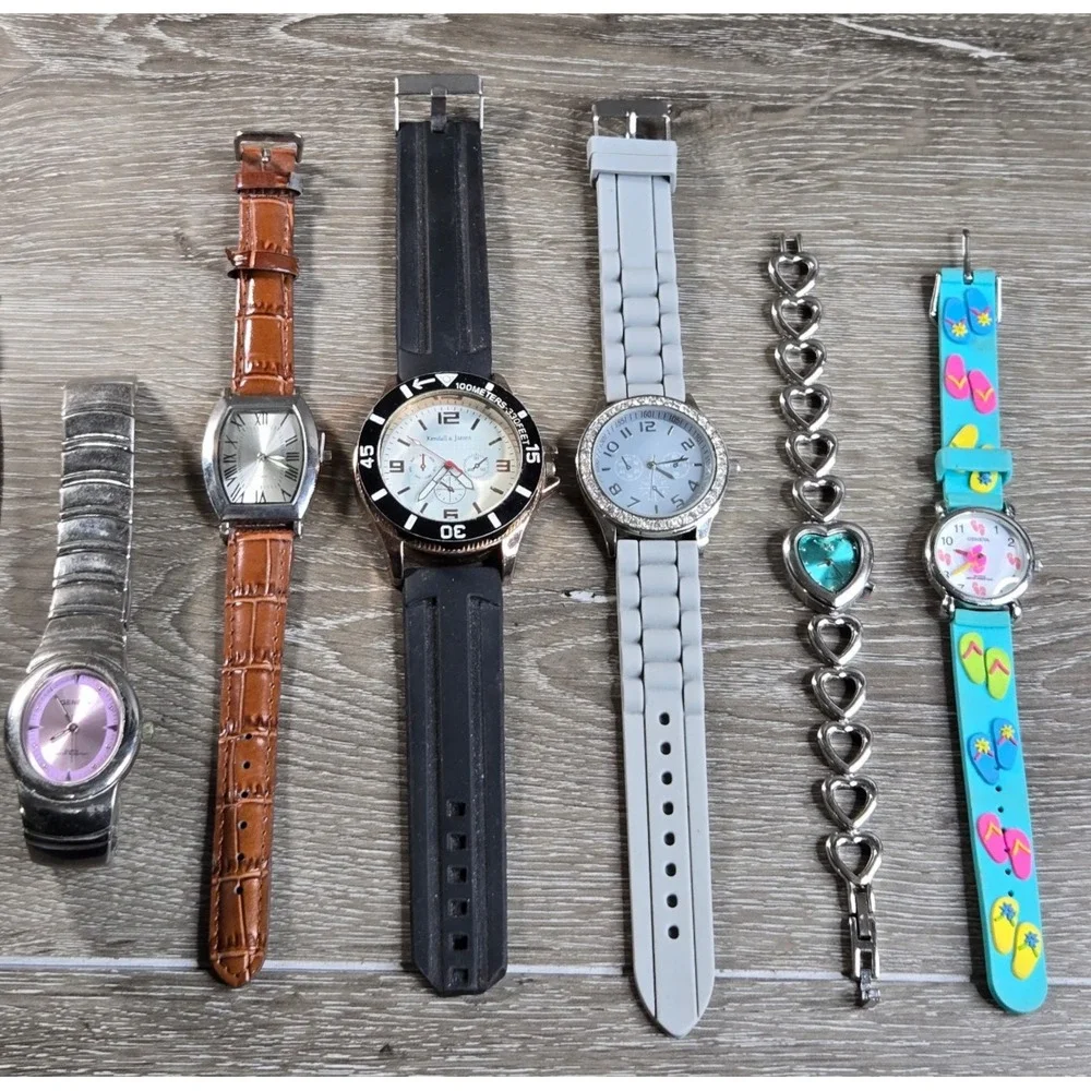 Women's Ladies Watch Lot  6 Kendall James Geneva Heart Wristwatches Mixed Styles